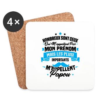 Les plus importants mappellent papou, Cadeau papou - Dessous de verre (lot de 4) - blanc - Devant