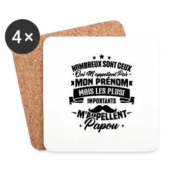 Les plus importants mappellent papou, Cadeau papou - Dessous de verre (lot de 4) - blanc - Devant