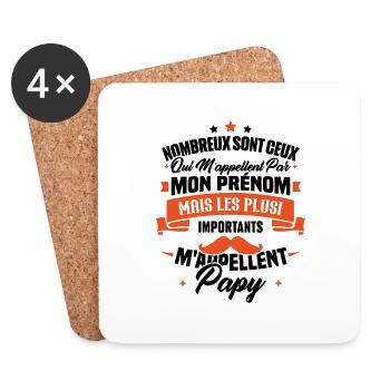 Les plus importants mappellent papy / Cadeau papy - Dessous de verre (lot de 4) - blanc - Devant