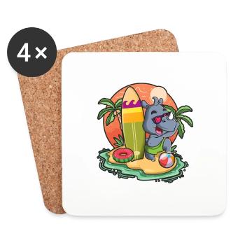 Funny Rhinoceros Surf Lovers Cool Surfboard Humor - Coasters (set of 4) - white - Front