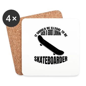 Skateboard Skaten Longboard Skateboarding Skater - Untersetzer (4er-Set) - Weiß - Vorne