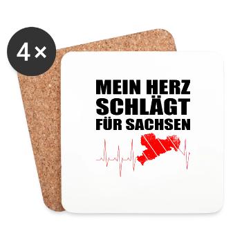 Herzschlag Sachsen Liebe Heimat - Untersetzer (4er-Set) - Weiß - Vorne