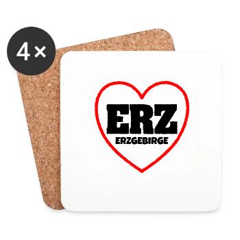 Erzgebirge Kennzeichen Herz Liebe Heimat - Untersetzer (4er-Set) - Weiß - Vorne