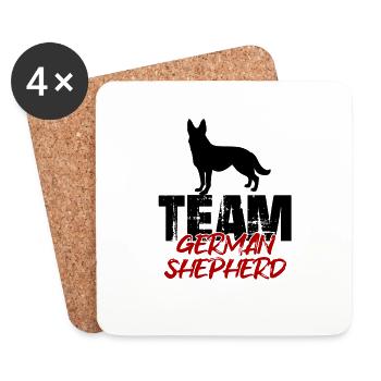 Team German Shepherd - Coasters (set of 4) - white - Front
