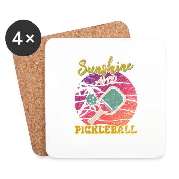 Sunshine and Pickleball Player Funny Sports Player - Coasters (set of 4) - white - Front