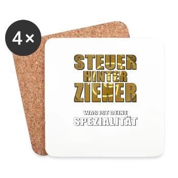 STEUERHINTERZIEHER - Untersetzer (4er-Set) - Weiß - Vorne