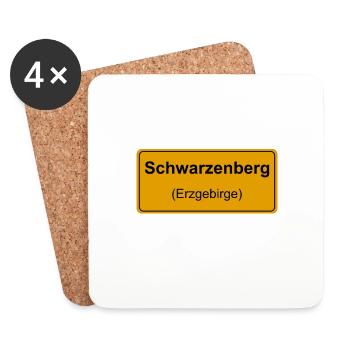 Schwarzenberg Erzgebirge Ortsschild - Untersetzer (4er-Set) - Weiß - Vorne