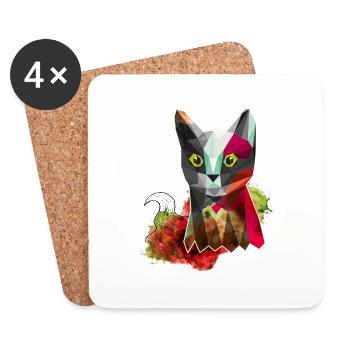 Katze - Animal Illustration - Untersetzer (4er-Set) - Weiß - Vorne