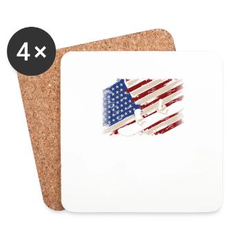 American Flag Snowboard Snowboarding - Coasters (set of 4) - white - Front