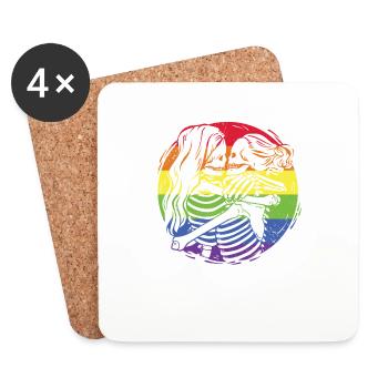 Lesbienne Gay Pride Bisexuelle - Dessous de verre (lot de 4) - blanc - Devant