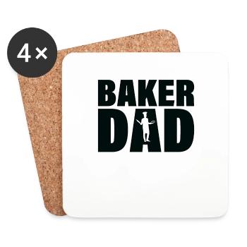 Job - Bäcker-Vater - Untersetzer (4er-Set) - Weiß - Vorne