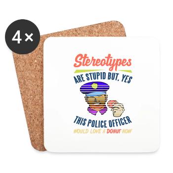 This Police Officer Love A Donut Funny Stereotypes - Untersetzer (4er-Set) - Weiß - Vorne