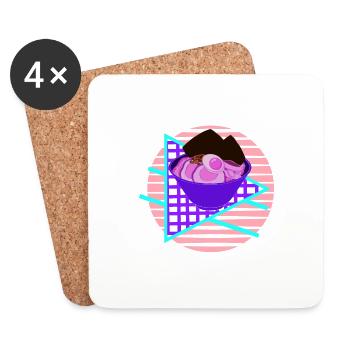 Cool Ramen Lover Vapor Wave Designs T-Shirt - Coasters (set of 4) - white - Front