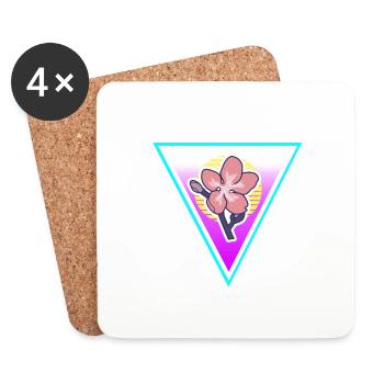 Retro Sakura Bloom Flower Vapor Wave Designs - Coasters (set of 4) - white - Front