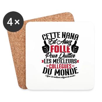 Collègue Nana, Cadeau meilleurs collègues du monde - Dessous de verre (lot de 4) - blanc - Devant