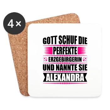 Erzgebirge Frau Namen Sachsen Alexandra - Untersetzer (4er-Set) - Weiß - Vorne