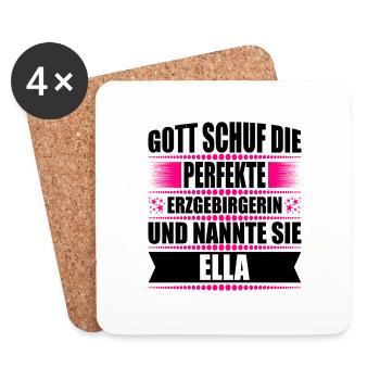 Erzgebirge Frau Namen Sachsen Ella - Untersetzer (4er-Set) - Weiß - Vorne