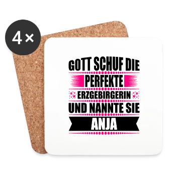 Erzgebirge Frau Namen Sachsen Anja - Untersetzer (4er-Set) - Weiß - Vorne