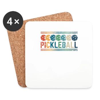Drôle de joueur de pickleball Joueur de sport Amant cornichon - Dessous de verre (lot de 4) - blanc - Devant