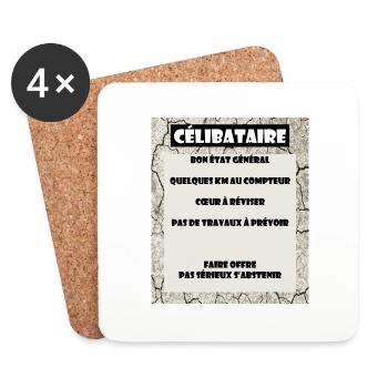 Célibataire Humour Annonce - Dessous de verre (lot de 4) - blanc - Devant