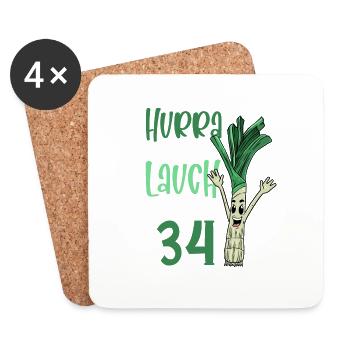 Hurra der Lauch wird 34 - Untersetzer (4er-Set) - Weiß - Vorne