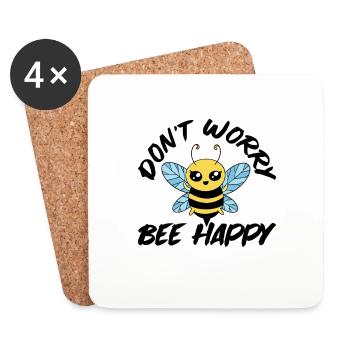 Ne vous inquiétez pas Bee Happy 28 - Dessous de verre (lot de 4) - blanc - Devant