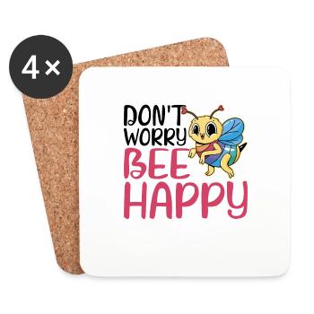 Ne t’inquiète pas Bee Happy 29 - Dessous de verre (lot de 4) - blanc - Devant