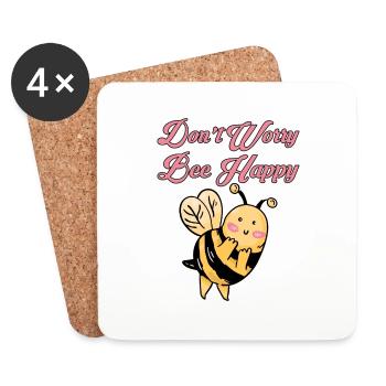 Don't Worry Bee Happy 31 - Coasters (set of 4) - white - Front