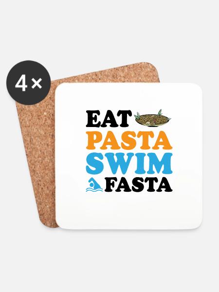 Eat Pasta Swim Fasta 9 - Untersetzer (4er-Set) - Weiß