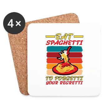 Eat Spaghetti To Forgetti Your Regretti 4 - Coasters (set of 4) - white - Front