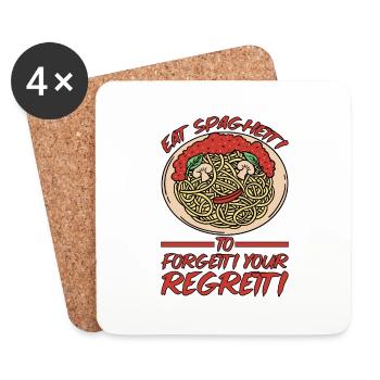 Eat Spaghetti To Forgetti Your Regretti 5 - Untersetzer (4er-Set) - Weiß - Vorne