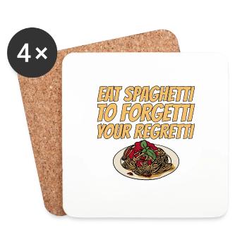 Eat Spaghetti To Forgetti Your Regretti 6 - Untersetzer (4er-Set) - Weiß - Vorne