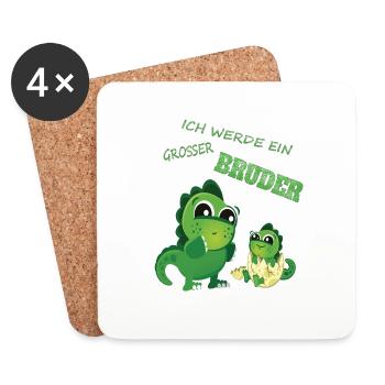 Geschenkidee zur Geburt großer Bruder - Untersetzer (4er-Set) - Weiß - Vorne