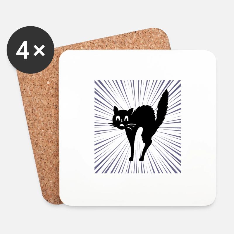 Schwarze katze - Untersetzer (4er-Set) - Weiß