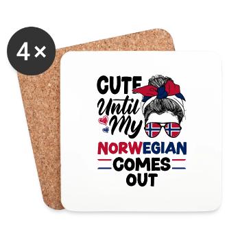 Norvège norvégien mignon jusqu’à ce que mon norvégien vienne - Dessous de verre (lot de 4) - blanc - Devant