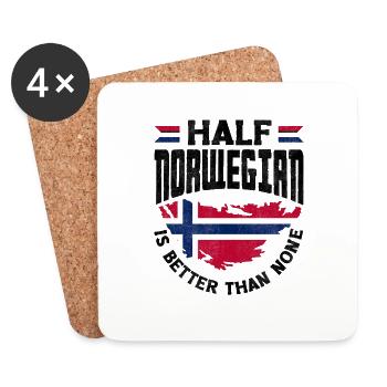 Norway Flag Half Norwegian is Better Than None - Coasters (set of 4) - white - Front