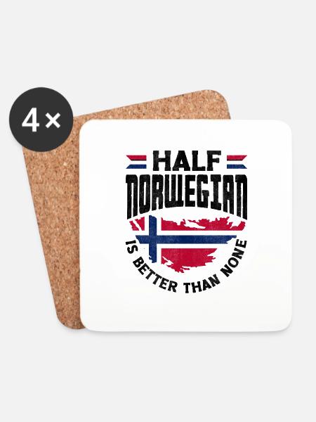 Norwegen Flagge Halb Norwegisch ist besser als keiner - Untersetzer (4er-Set) - Weiß