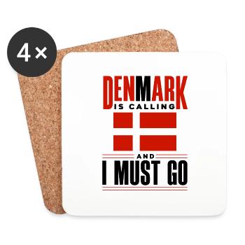 Danemark Drapeau Le Danemark appelle - Dessous de verre (lot de 4) - blanc - Devant