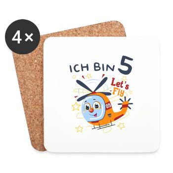 Kinder Geburtstag Jungen Mädchen 5 Jahre - Untersetzer (4er-Set) - Weiß - Vorne