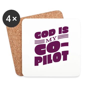 Dieu est mon copilote de la Bible de la foi Orthodoxie - Dessous de verre (lot de 4) - blanc - Devant