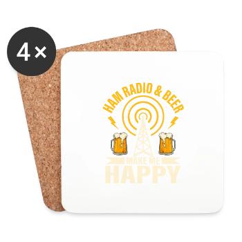 La radio amateur et la bière me rendent heureux Opérateur amateur - Dessous de verre (lot de 4) - blanc - Devant