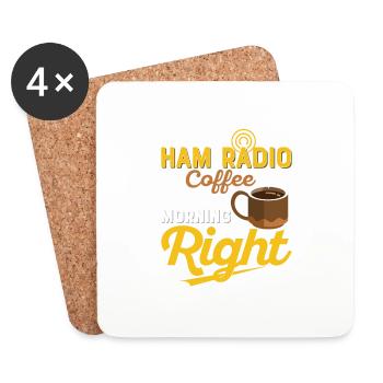 Radio amateur & café - commencez votre matinée du bon pied Amat - Dessous de verre (lot de 4) - blanc - Devant