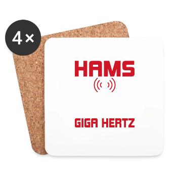 Les jambons le font jusqu’à leur radio amateur Giga Hertz - Dessous de verre (lot de 4) - blanc - Devant