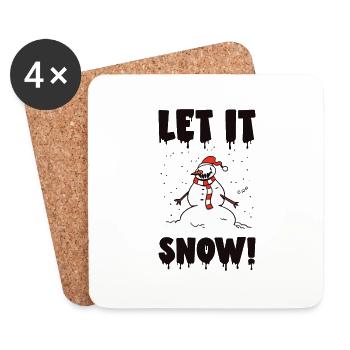 Halloween Scary Snowman Spooky Holiday Christmas - Coasters (set of 4) - white - Front