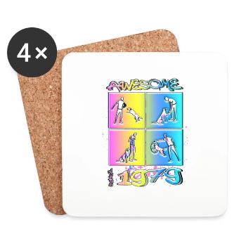 Génial depuis 1979. Agilité, Hundetraining - Dessous de verre (lot de 4) - blanc - Devant