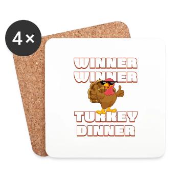 Winner Winner Turkey Dinner, Thanksgiving Gamer - Dessous de verre (lot de 4) - blanc - Devant