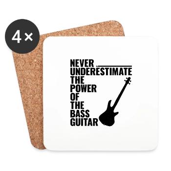 NEVER UNDERESTIMATE THE POWER OF THE bass guitar - Untersetzer (4er-Set) - Weiß - Vorne