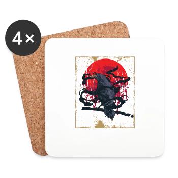 Gothique Crâne-Rouge Lune-Corneille Noire - Dessous de verre (lot de 4) - blanc - Devant