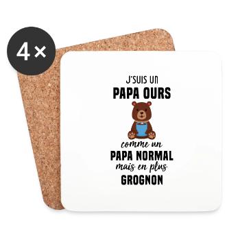 Je suis un papa ours comme un papa normal cadeau - Dessous de verre (lot de 4) - blanc - Devant