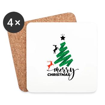 Weihnachten Weihnachten Weihnachten Weihnachten - Untersetzer (4er-Set) - Weiß - Vorne